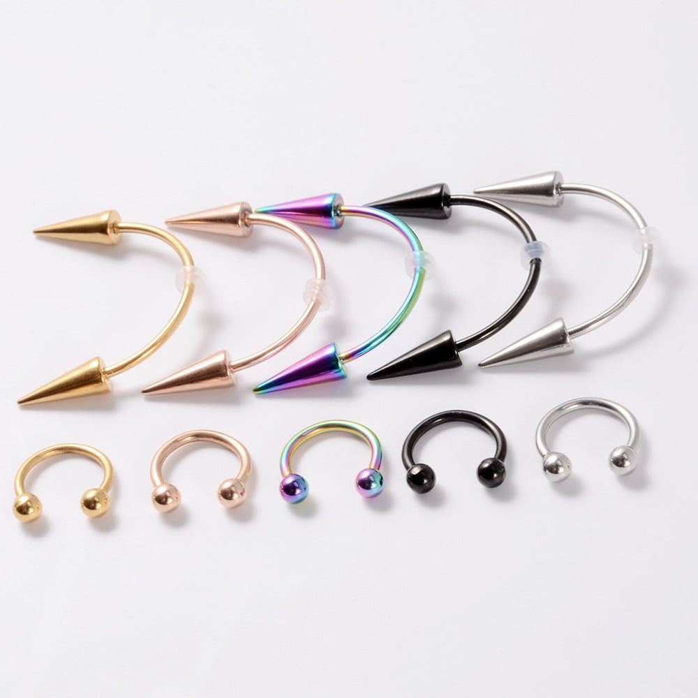 Simple Style Cool Style Solid Color Stainless Steel Plating Lip Stud