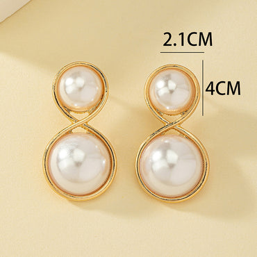 1 Pair Elegant French Style Commute Infinity Plating Alloy Plastic 14k Gold Plated Ear Studs