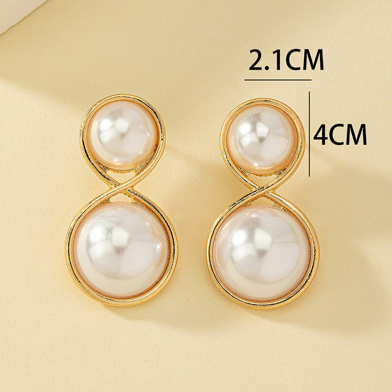 1 Pair Elegant French Style Commute Infinity Plating Alloy Plastic 14k Gold Plated Ear Studs
