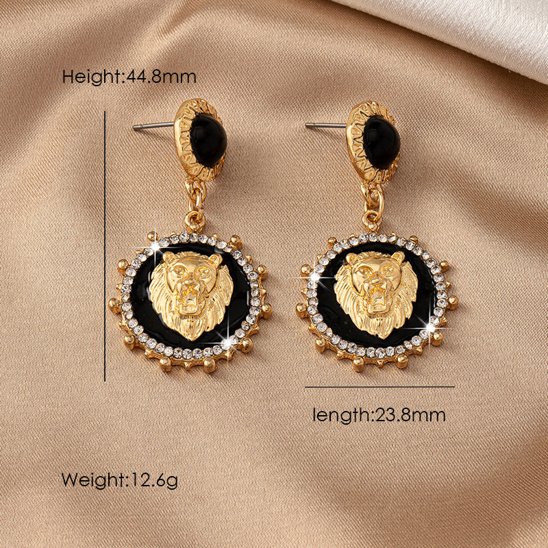 1 Pair Casual French Style British Style Lion Enamel Plating Arylic Alloy Ferroalloy 14k Gold Plated Drop Earrings