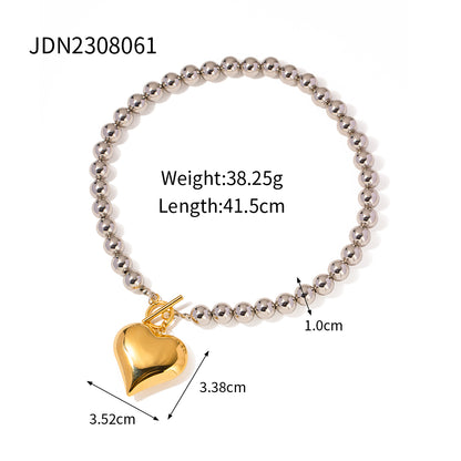 Ig Style Exaggerated Heart Shape Stainless Steel Plating 18k Gold Plated Necklace