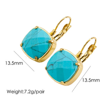1 Pair Classical Simple Style Geometric Plating Inlay Stainless Steel Natural Stone 14k Gold Plated Drop Earrings