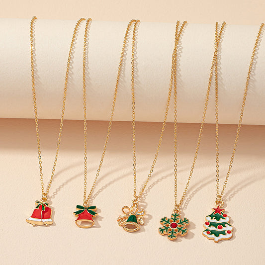 Cartoon Style Cute Christmas Hat Christmas Tree Alloy Enamel Plating 14k Gold Plated Christmas Women's Pendant Necklace