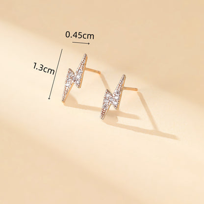 1 Pair Simple Style Cool Style Lightning Plating Inlay Copper Copper Alloy Zircon 18k Gold Plated Ear Studs
