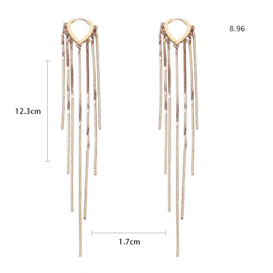 1 Pair Basic Classic Style Heart Shape Lines Tassel Plating Alloy 24k Gold Plated Drop Earrings