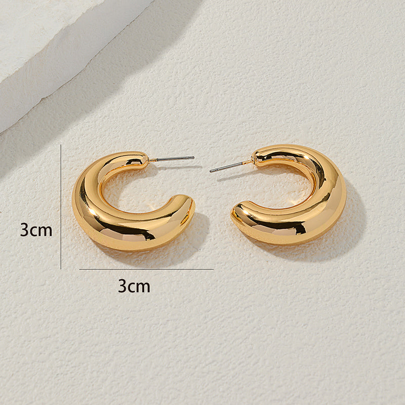 1 Pair Basic Round Metal Earrings