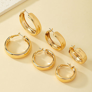 1 Set Simple Style Classic Style Commute Round Plating Alloy 14k Gold Plated Hoop Earrings