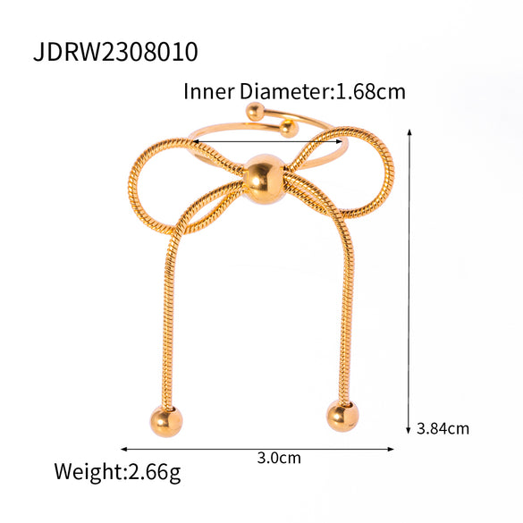 Simple Style Bow Knot Stainless Steel Plating 18k Gold Plated Rings