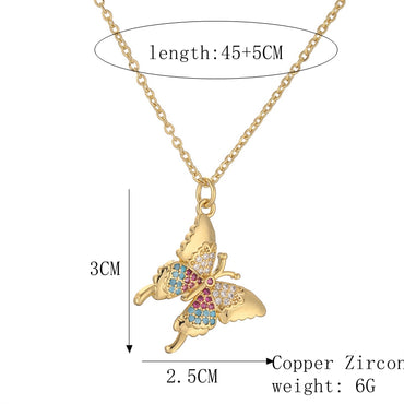 Simple Style Dragonfly Copper Plating Inlay Zircon Gold Plated Pendant Necklace