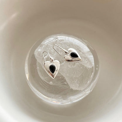 1 Pair Retro Water Droplets Heart Shape Sterling Silver Drop Earrings
