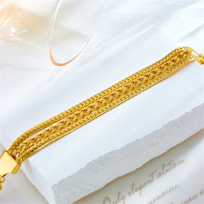 Vintage Style Solid Color Titanium Steel Plating Chain 18k Gold Plated Bracelets