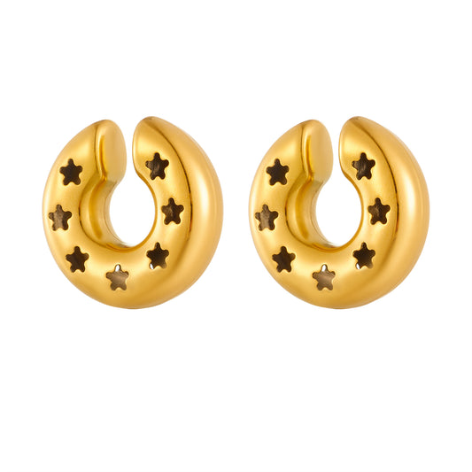 1 Pair Simple Style Solid Color Plating Stainless Steel Gold Plated Ear Cuffs