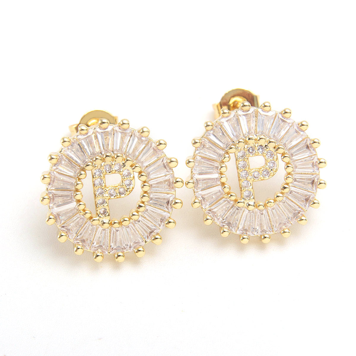 Fashion Letter Copper Inlay Zircon Ear Studs 1 Pair