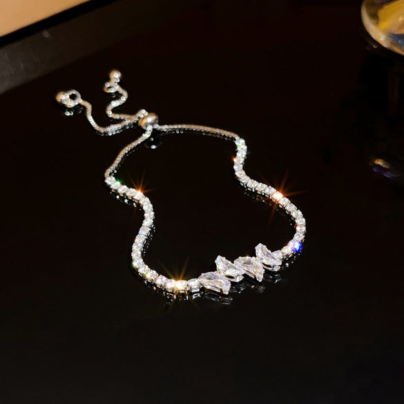 Sweet Heart Shape Copper Plating Inlay Zircon Bracelets