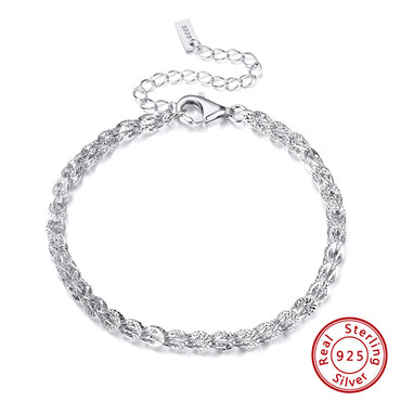 Simple Style Solid Color Sterling Silver Polishing Plating Chain White Gold Plated Rhodium Plated Silver Plated Bracelets