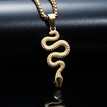 Hip-hop Retro Snake Titanium Steel Polishing Men's Pendant Necklace
