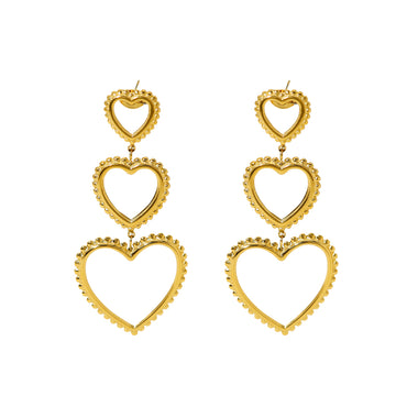 1 Pair Ig Style Vacation French Style Heart Shape Plating Hollow Out Stainless Steel Titanium Steel 18k Gold Plated Drop Earrings