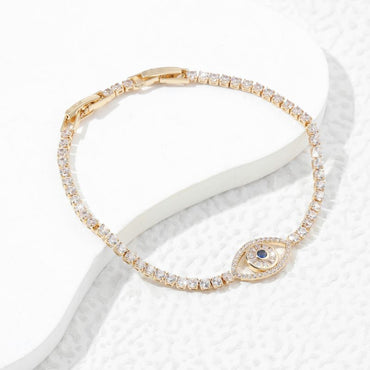 Copper 18K Gold Plated White Gold Plated Simple Style Eye Inlay Zircon Bracelets