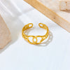 Titanium Steel 18K Gold Plated Simple Style Inlay Circle Rhinestones Open Rings