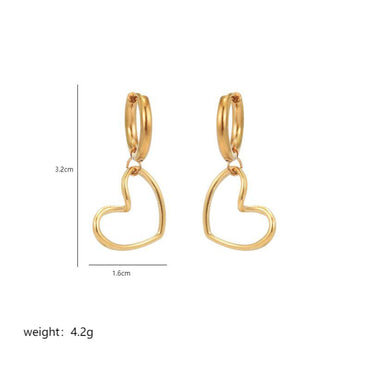 1 Pair Ig Style Heart Shape Polishing Plating Stainless Steel 18k Gold Plated Drop Earrings