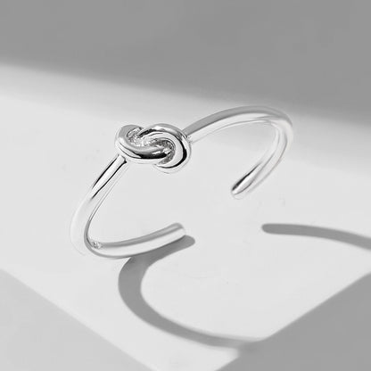 Lady Simple Style Circle Knot Sterling Silver Plating Open Rings