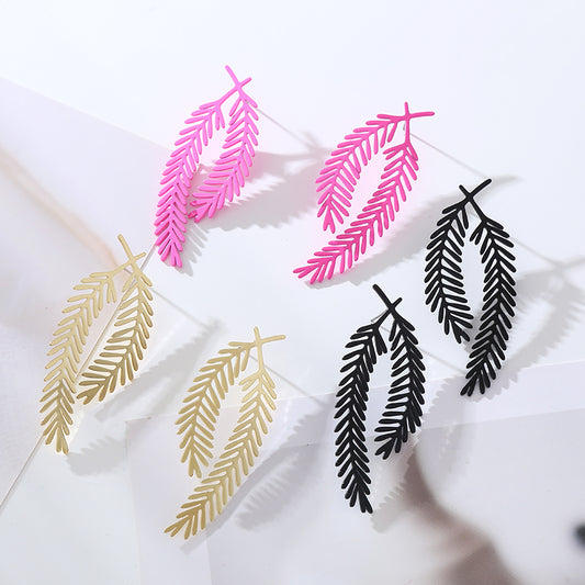 Wholesale Jewelry Elegant Leaves Alloy Hollow Out Ear Studs