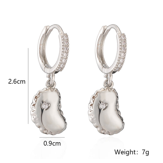 1 Pair Simple Style Commute Moon Heart Shape Plating Inlay Copper Zircon 18k Gold Plated Earrings