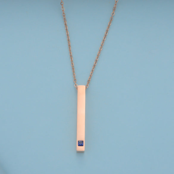 Simple Style Rectangle Stainless Steel Plating Inlay Zircon 18k Gold Plated Rose Gold Plated Pendant Necklace