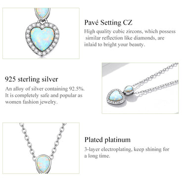 Casual Heart Shape Sterling Silver Plating Inlay Zircon White Gold Plated Necklace