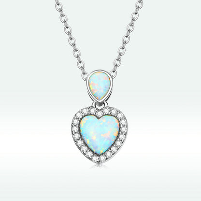 Casual Heart Shape Sterling Silver Plating Inlay Zircon White Gold Plated Necklace