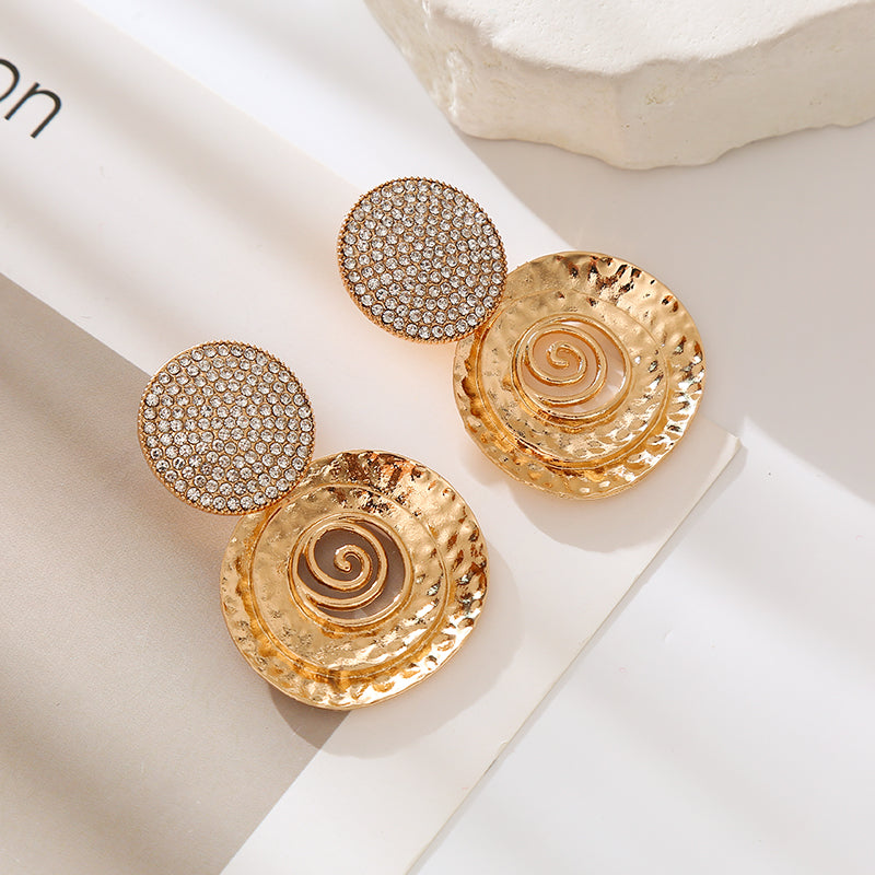 1 Pair Vintage Style Exaggerated Circle Plating Inlay Alloy Rhinestones Gold Plated Silver Plated Ear Studs