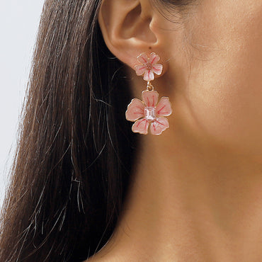 1 Pair Modern Style Sweet Simple Style Flower Alloy Drop Earrings