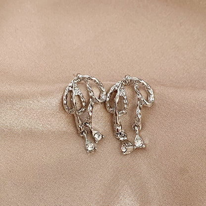 1 Pair IG Style Bow Knot Pleated Alloy Artificial Rhinestones Ear Cuffs Ear Studs