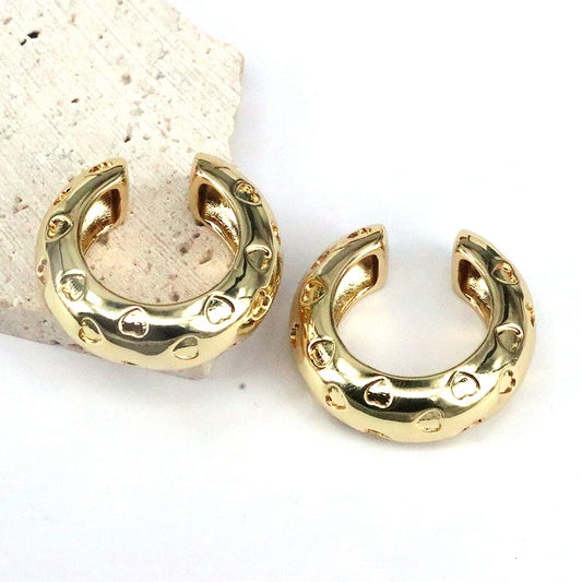 1 Pair Elegant Luxurious Heart Shape Plating Copper 18k Gold Plated Ear Cuffs