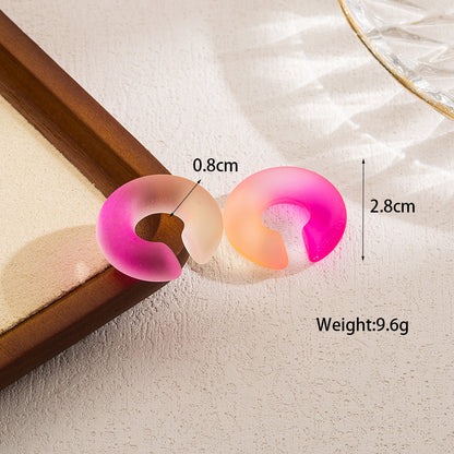 Wholesale Jewelry Ig Style Cute C Shape Gradient Color Arylic Spray Paint Ear Cuffs