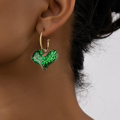 1 Pair Modern Style Streetwear Geometric Circle Heart Shape Plating Arylic Alloy Ferroalloy 14k Gold Plated Drop Earrings