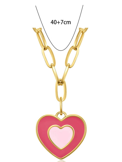 Wholesale Simple Style Commute Heart Shape Stainless Steel Plating 18k Gold Plated Pendant Necklace