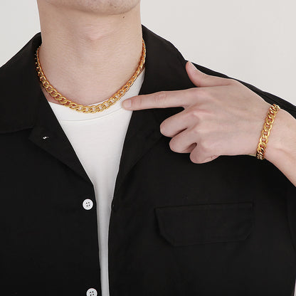 Punk Streetwear Geometric Titanium Steel Bracelets Necklace