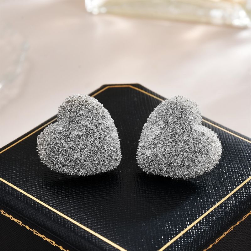 1 Pair Commute Heart Shape Plating Copper 18k Gold Plated White Gold Plated Ear Studs