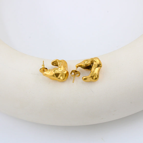 1 Pair Simple Style Solid Color Plating Stainless Steel 18k Gold Plated Ear Studs