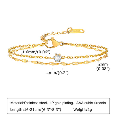 Wholesale Sweet Simple Style Cross Electrocardiogram Heart Shape Stainless Steel Plating Inlay 18k Gold Plated Zircon Bracelets