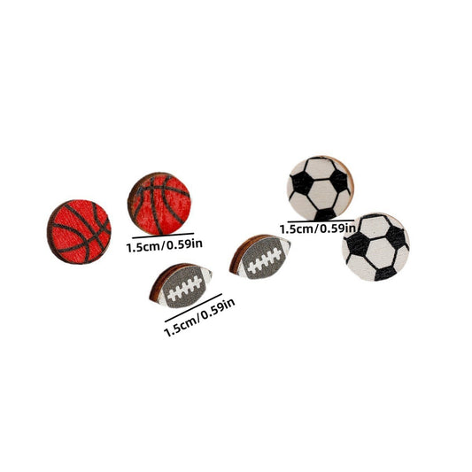 Wholesale Jewelry Simple Style Basketball Football Wood Printing