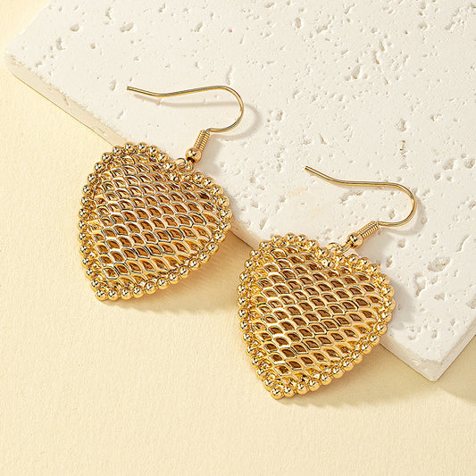 2 Pieces Elegant Sweet Heart Shape Plating Inlay Alloy Ferroalloy 14k Gold Plated Drop Earrings