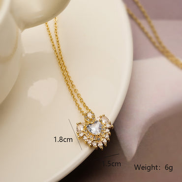 Simple Style Commute Heart Shape Copper Plating Inlay Zircon 18k Gold Plated Pendant Necklace