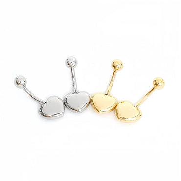 Sexy Heart Shape Stainless Steel Polishing Plating 18k Gold Plated Belly Ring