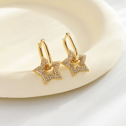 1 Pair Elegant Heart Shape Plating Inlay Copper Zircon Gold Plated Earrings
