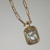 Vintage Style Square Stainless Steel Plating Inlay Zircon 18k Gold Plated Pendant Necklace