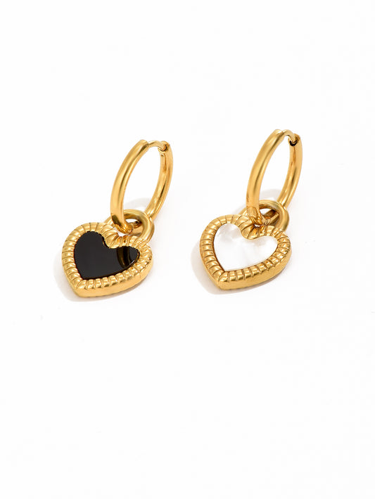 1 Pair Simple Style Classic Style Heart Shape Solid Color Layered Plating Inlay Titanium Steel Resin 18k Gold Plated Gold Plated Dangling Earrings