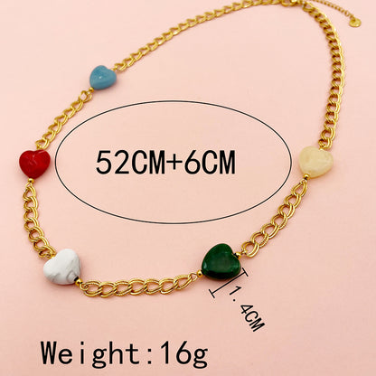 Wholesale Sweet Simple Style Commute Heart Shape Stainless Steel Plating Gold Plated Necklace