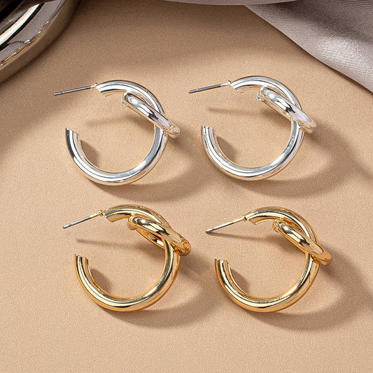 1 Pair Classic Style Circle Solid Color Plating Ferroalloy 14k Gold Plated Silver Plated Ear Studs